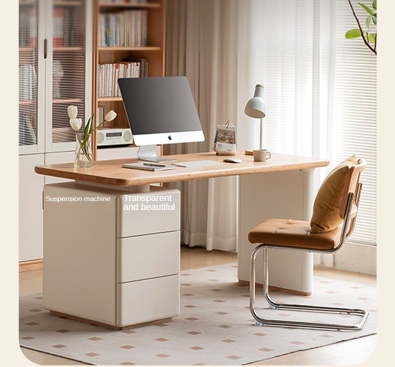 Oak Solid Wood Desk With Lower Cabinet