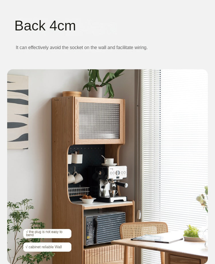 Solid RubberWood, Oak Solid Wood Sideboard Rock Board LED Light