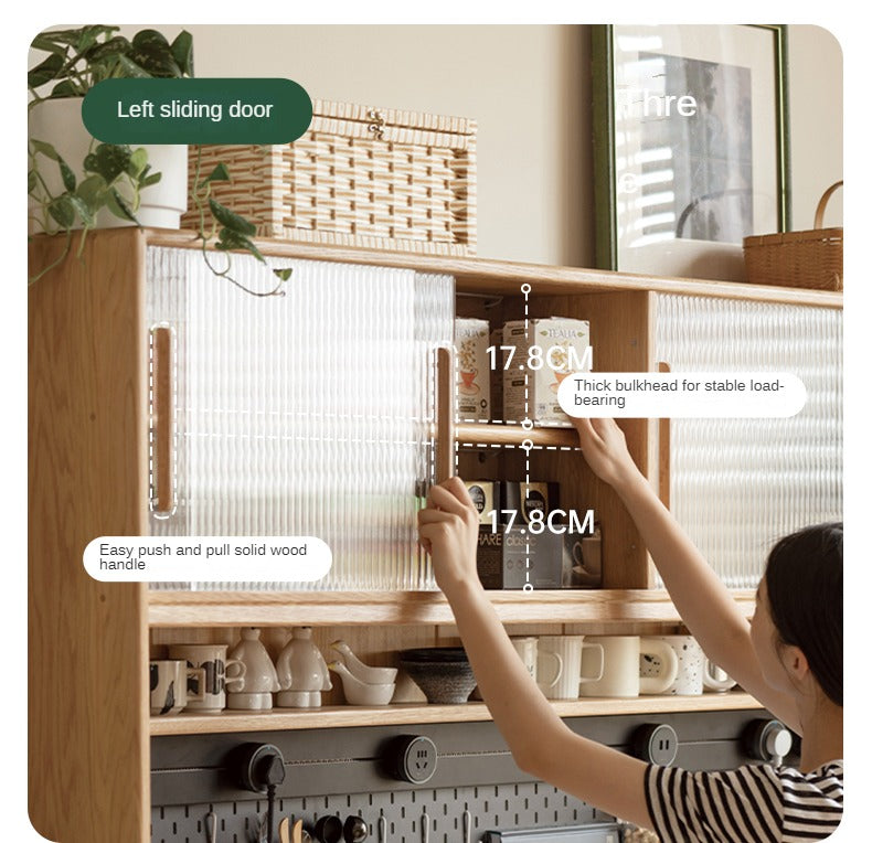 Oak Solid Wood Rock Plate Capacity High Storage Cabinet