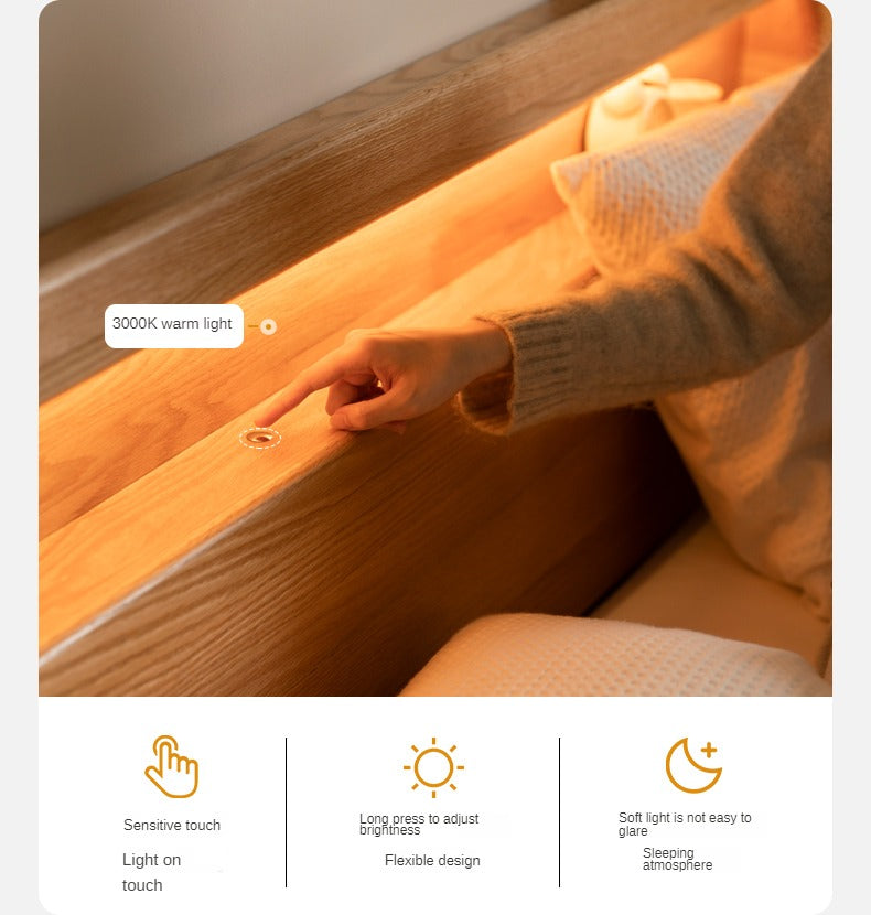 Oak Solid Wood Suspension Luminous Bed