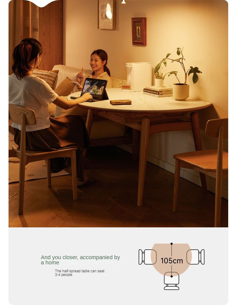 Oak Solid Wood Folding Rock Board Expandable Dining Table