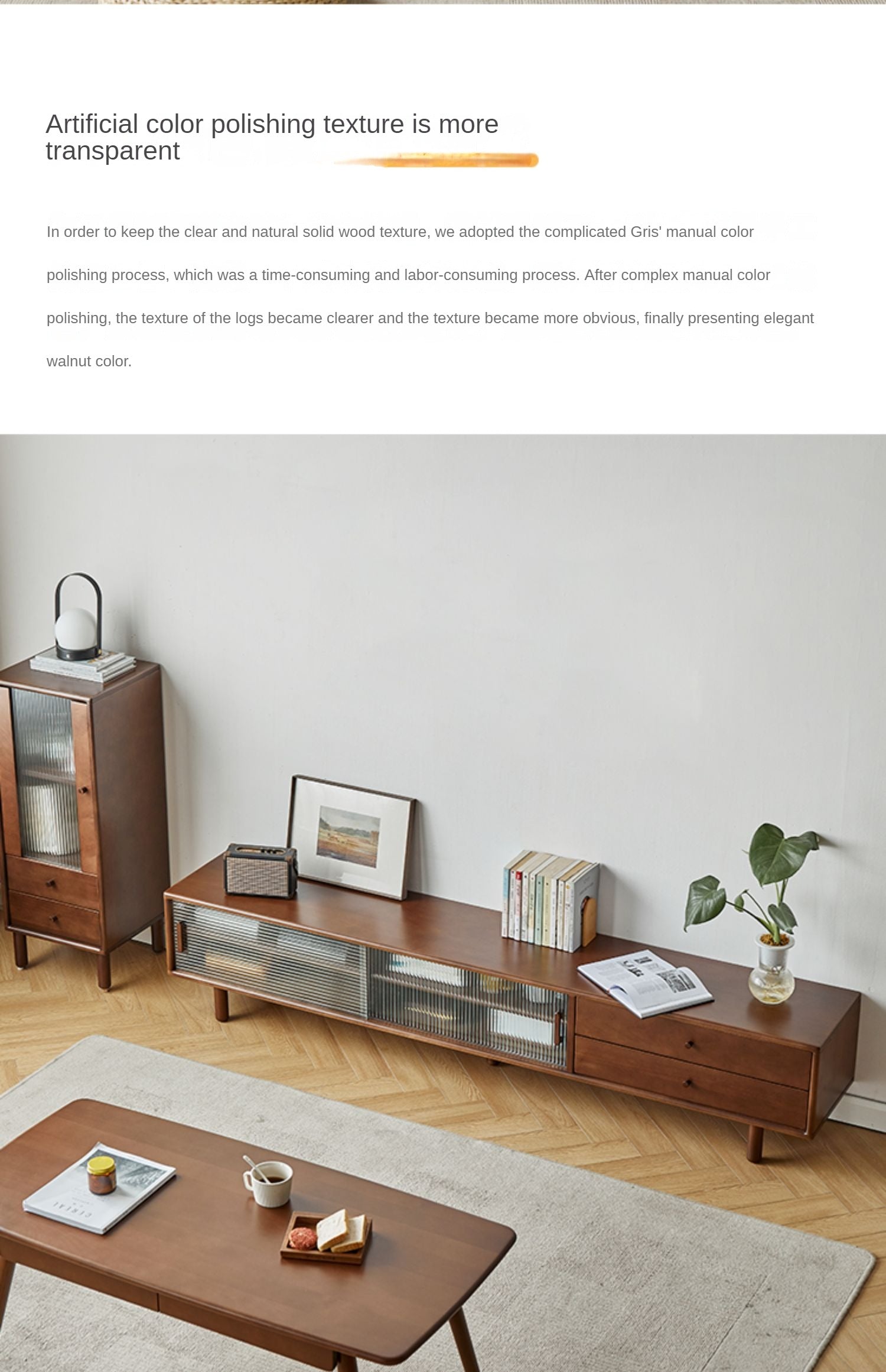 Beech Solid Wood Large TV Cabinet.