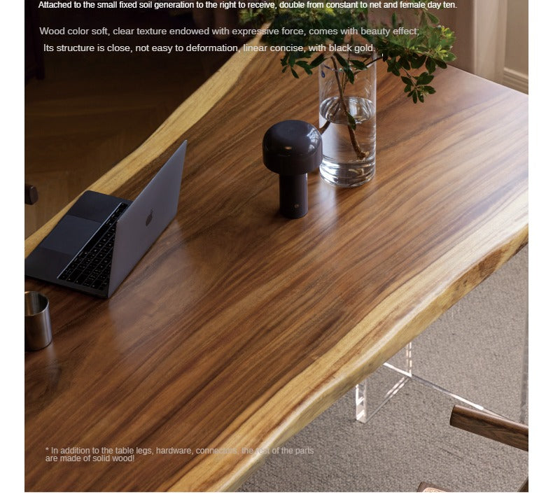 Black Walnut Solid Wood Natural Edge Large Top For Dining Table.