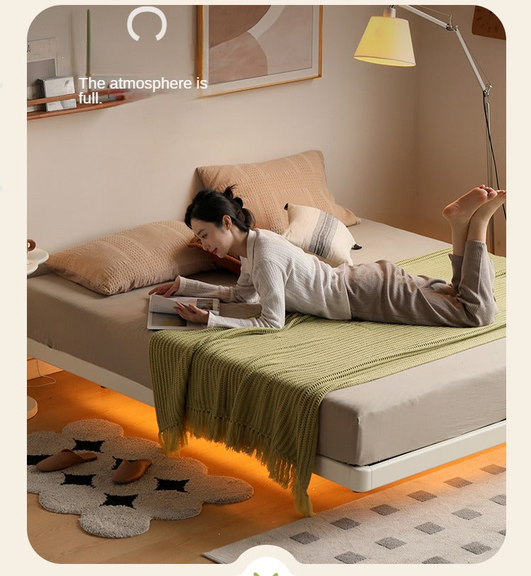 Poplar solid wood platform bed, headboard-free bed