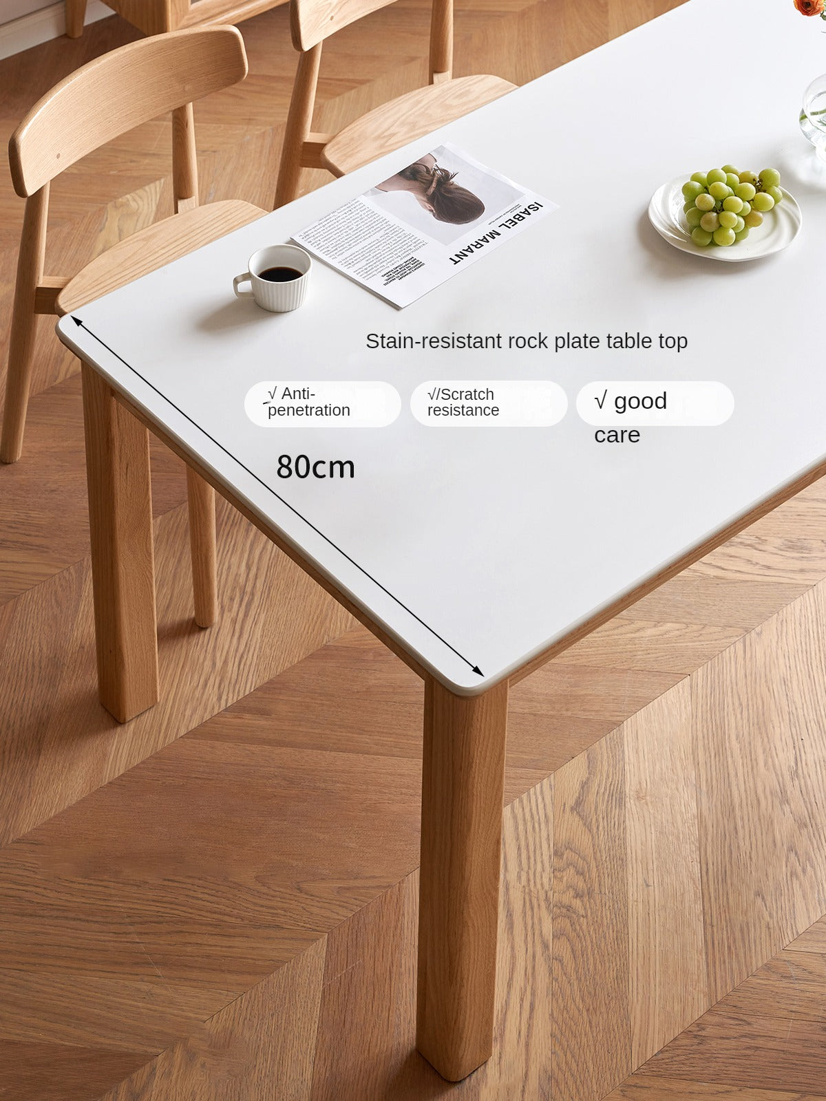 Oak, Beech Solid Wood Modern Slate Dining Table