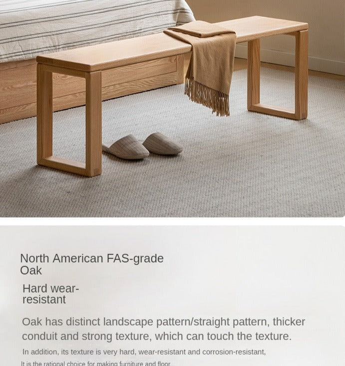 Ash, Oak, Cherry, Beech Solid Wood Long Bed end Bench