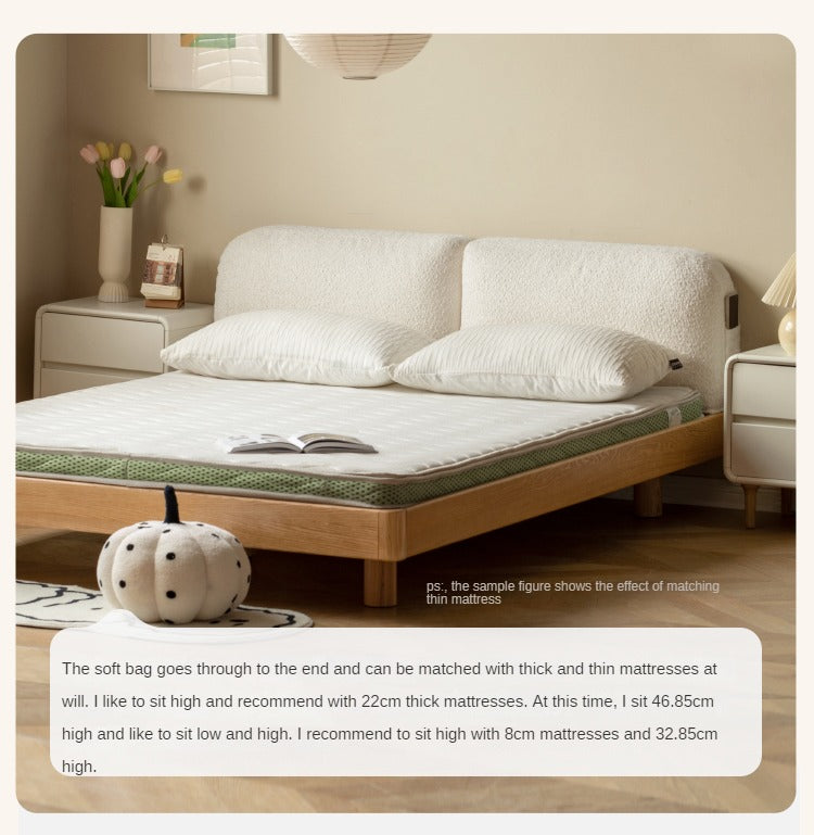 Oak Solid Wood Lamb Fleece Soft Suspension Cream Bed