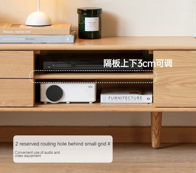 TV stand sliding doors Oak solid wood"