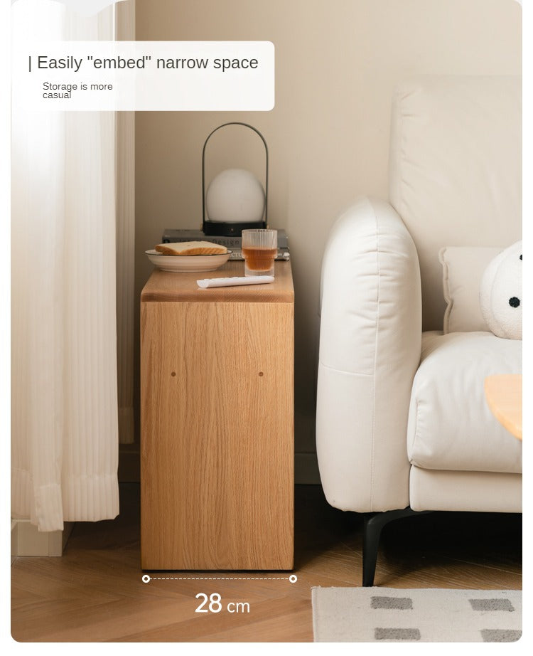 Oak Solid Wood Wheel Side Table