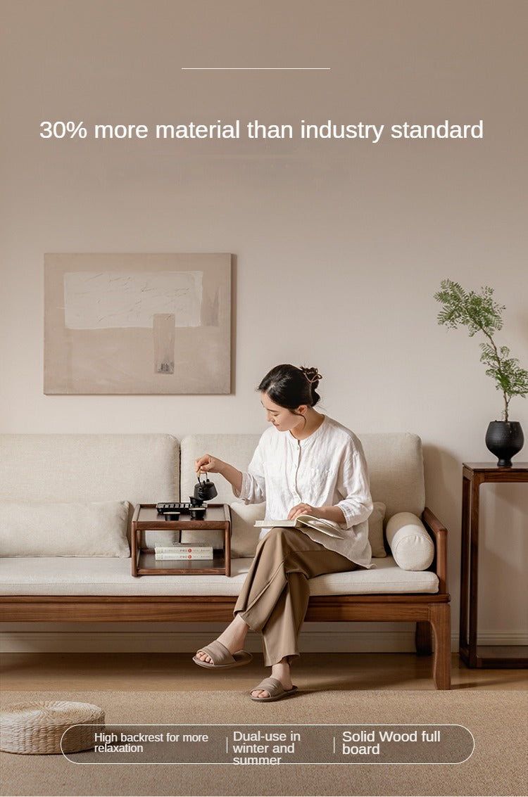 Black Walnut, Oak Solid Wood Dual Use Sofa,