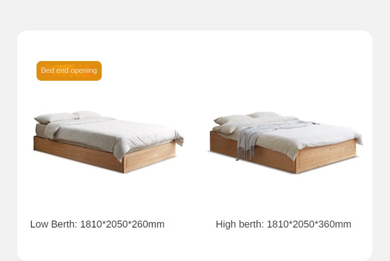 Oak solid wood platform bed, headboard-free Box bed