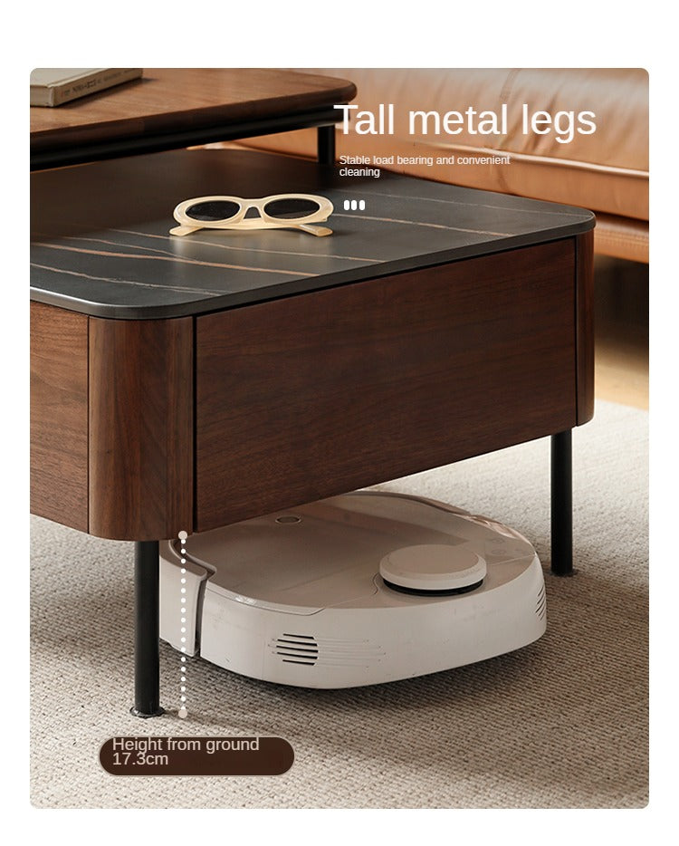 Sandalwood, Oak, Black Walnut Solid Wood Slate Top Coffee Table