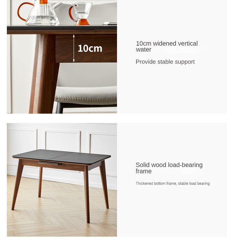 Black Walnut, Ash Solid Wood Telescopic Rock Slab Dining Table