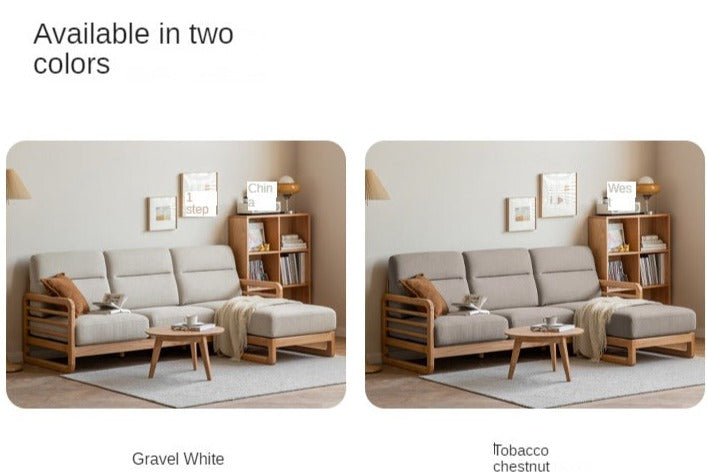 Oak Wood Fabric Sofa String-style Bbackrest.