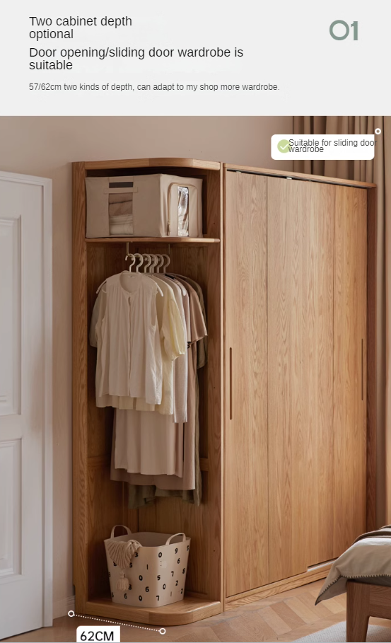 Oak, Cherry Solid Wood Corner Triangle Cabinet Corner Wardrobe.
