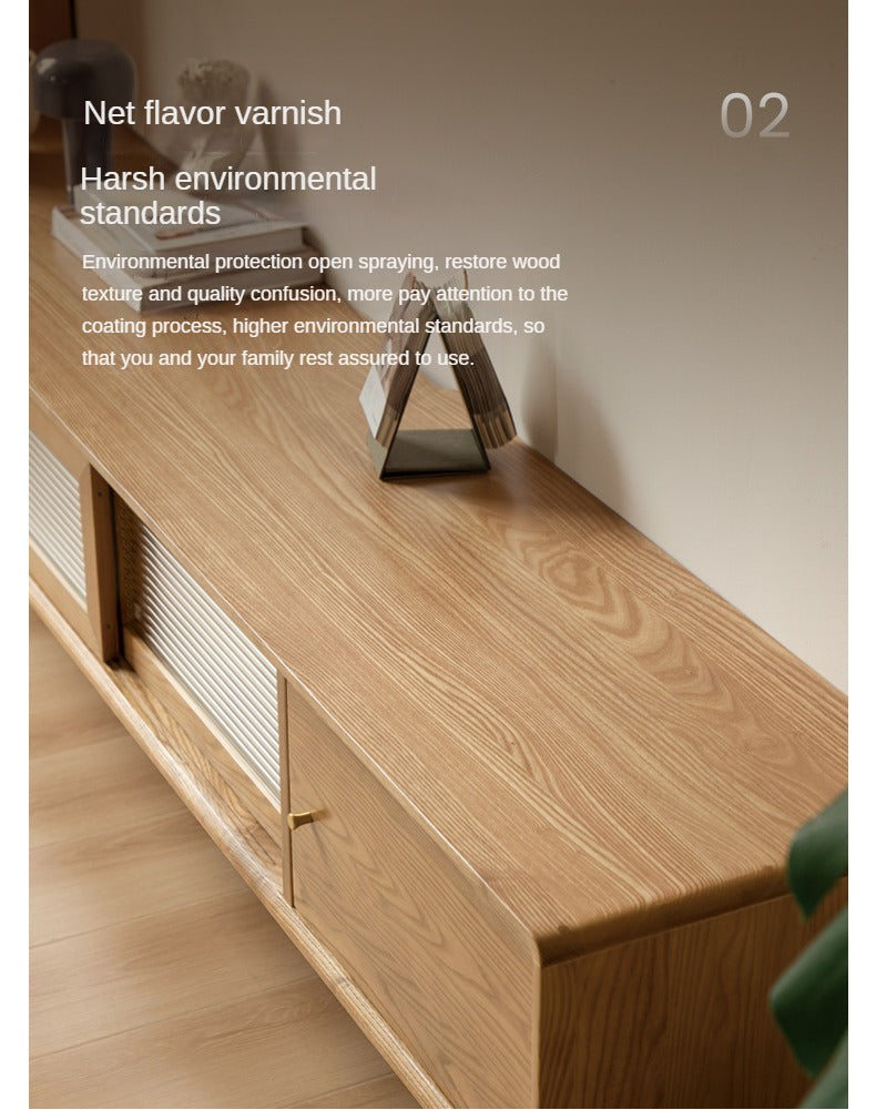 Ash Solid Wood Modern Locker Floor TV Cabinet.