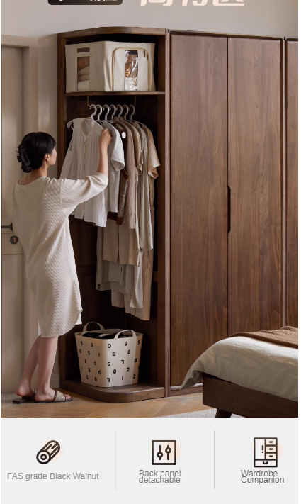 Black Walnut Solid Wood Storage Rack Floor Corner Hanger.