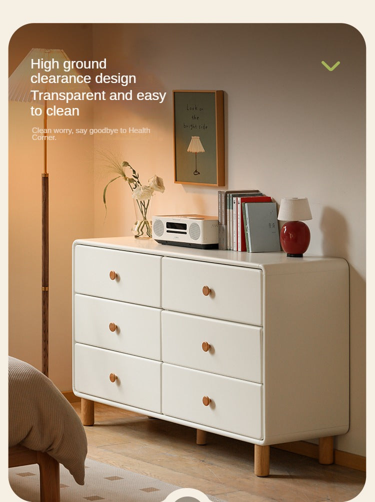 Solid Rubberwood Cream Style Chest of Drawers