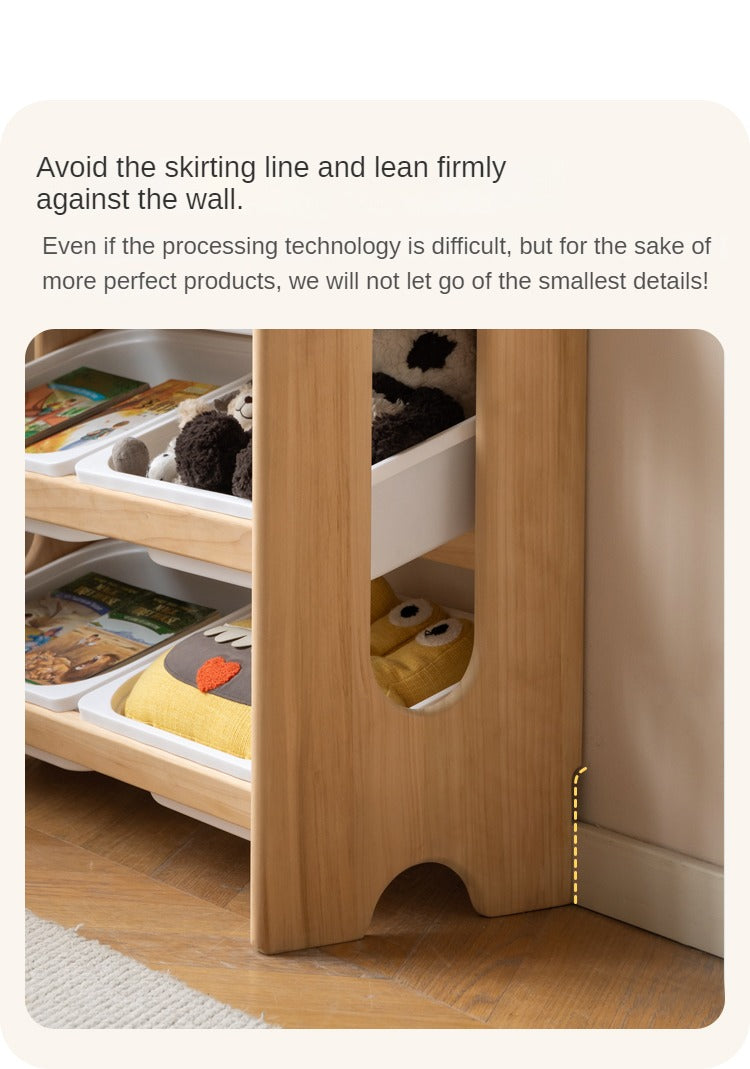 Poplar Solid Wood Children's Floor-standing Multi-layer Storage Rack.