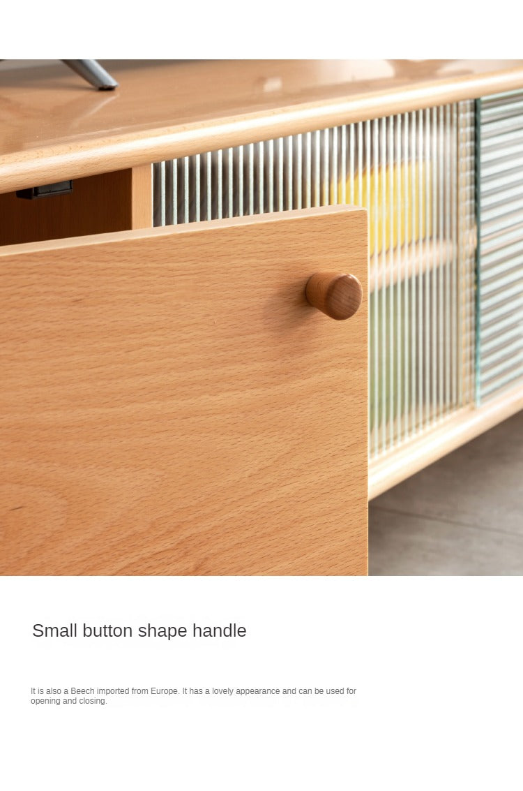 Beech Solid Wood Floor TV Cabinet.