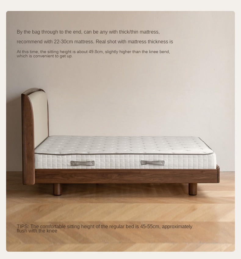Black Walnut, Ash Solid Wood leather Simple High Soft Back Bed