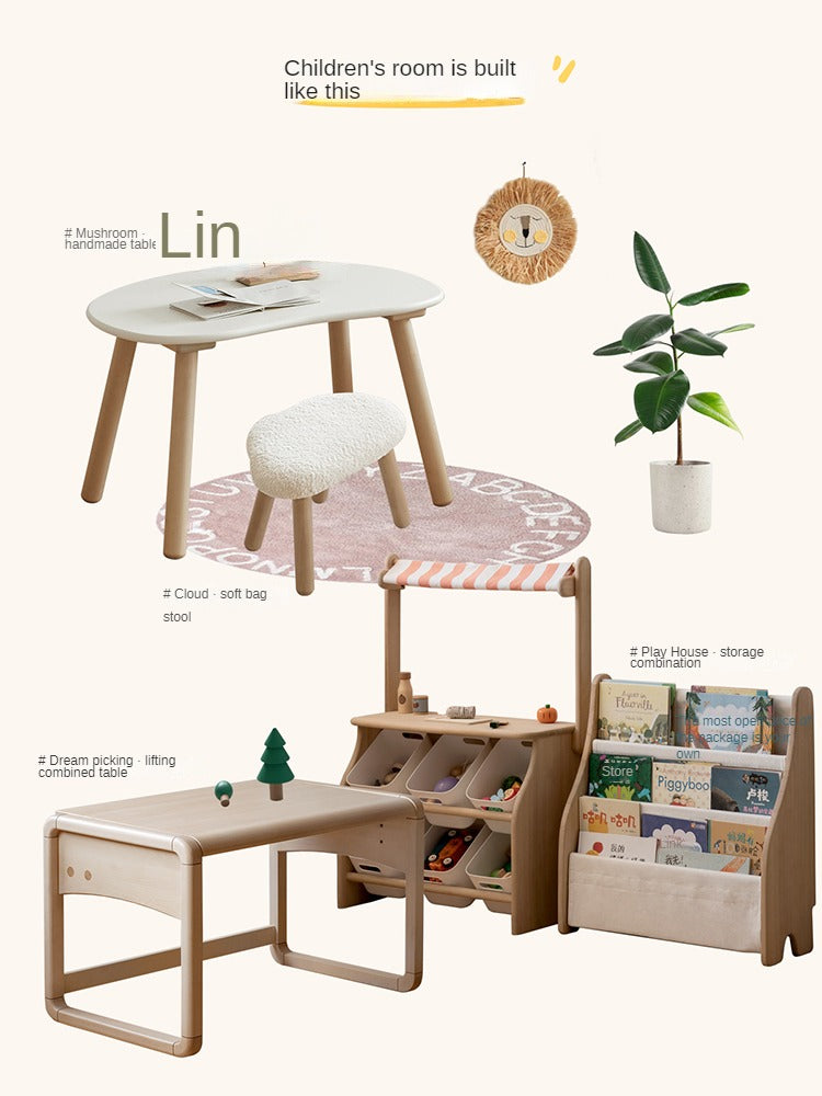 Birch Solid Wood Handmade Children's Study Peanut Table
