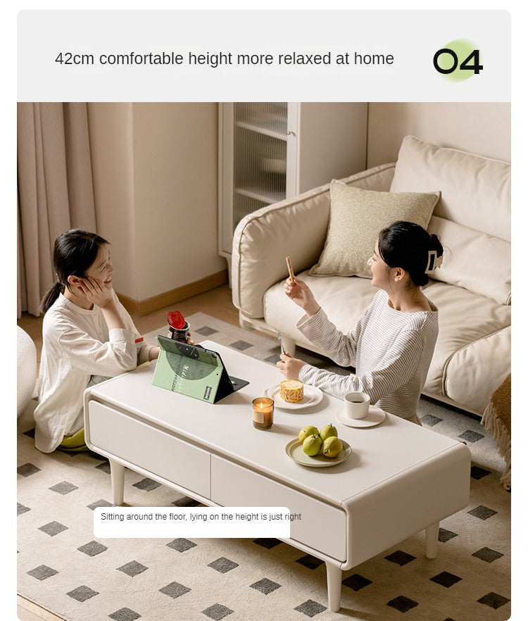 Rubber Wood Cream Coffee Table