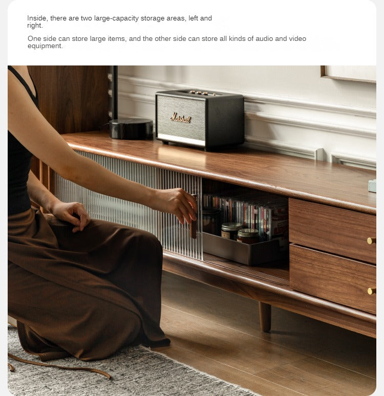 Black Walnut, Rubber, South American walnut Solid Wood Modern TV Cabinet.