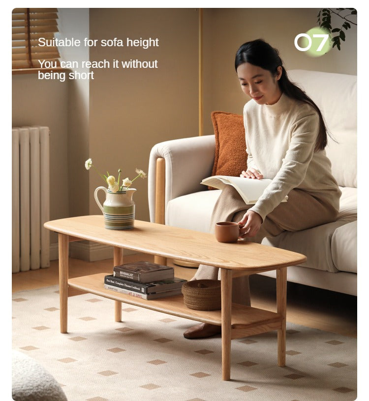 Oak Solid Wood Minimalist Ultra Narrow Coffee Table