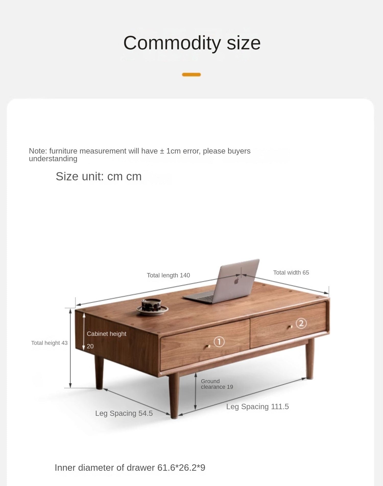 Black Walnut, Sandalwood Solid Wood Rock Plate Modern Coffee Table
