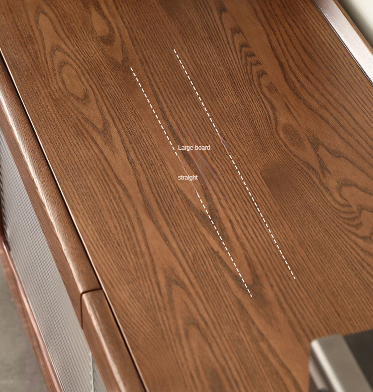 Ash Solid Wood TV Cabinet Minimalist Rock Plate