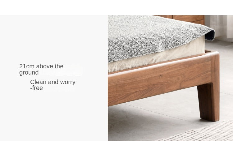 Black Walnut, Teak,Ash Solid Wood Bed Nordic Modern