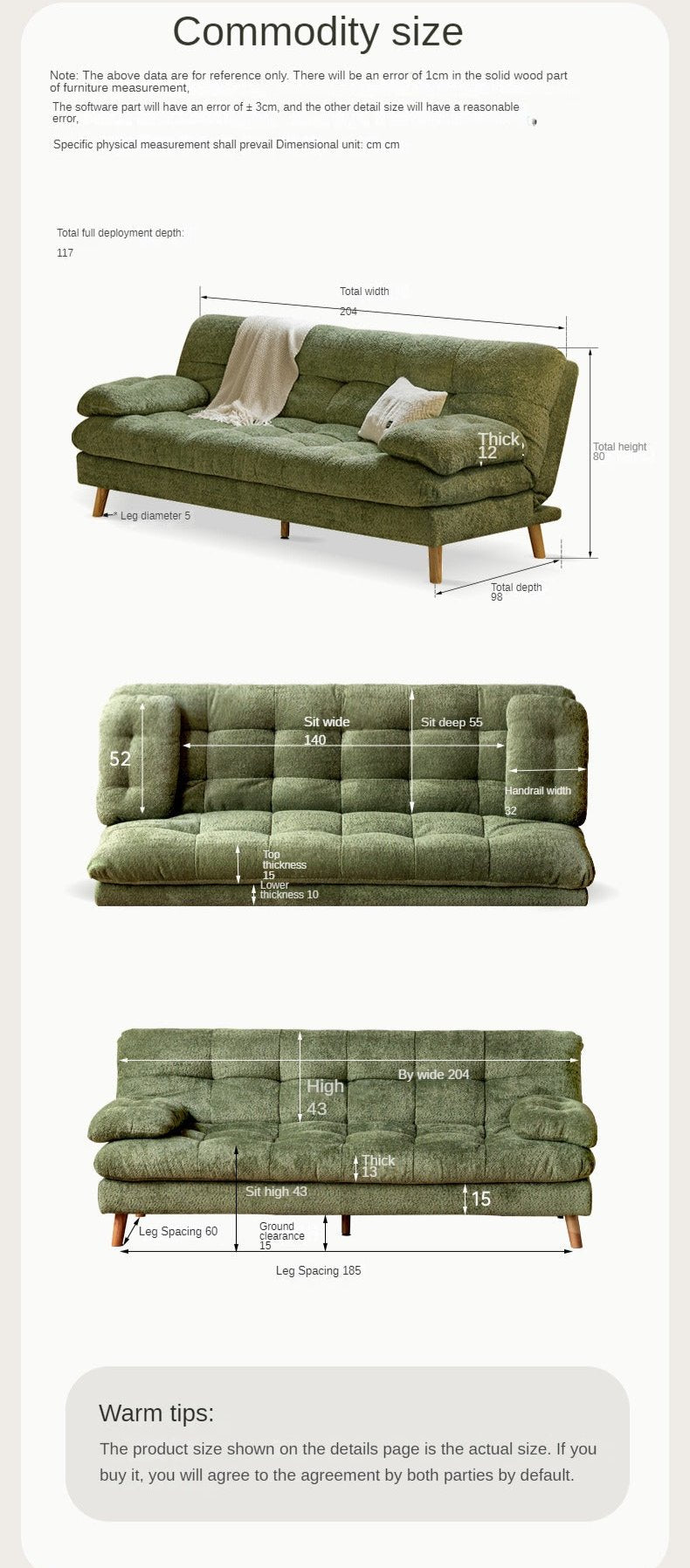 Fabric Sleeper Sofa Modern imitation cashmere