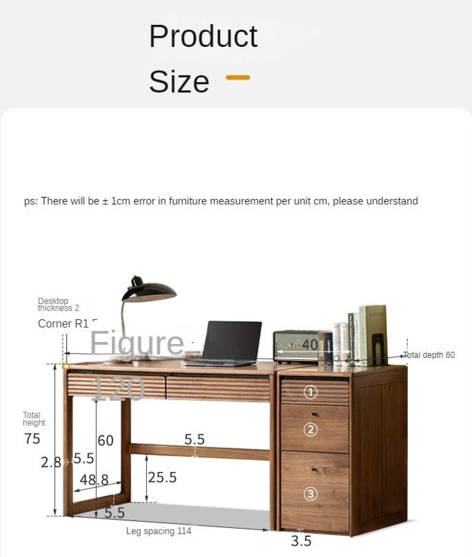 Black Walnut Solid Wood Desk Nordic