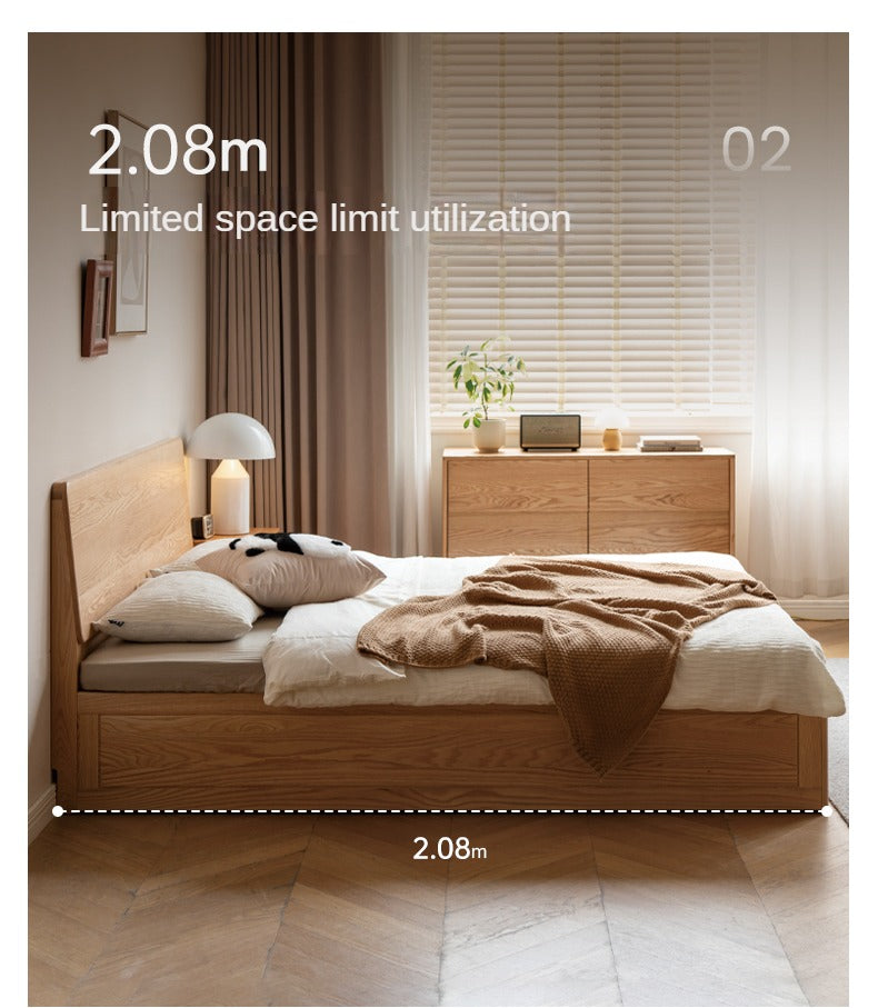 Oak,Rubberwood Solid Wood Box Simple Bed Log Style