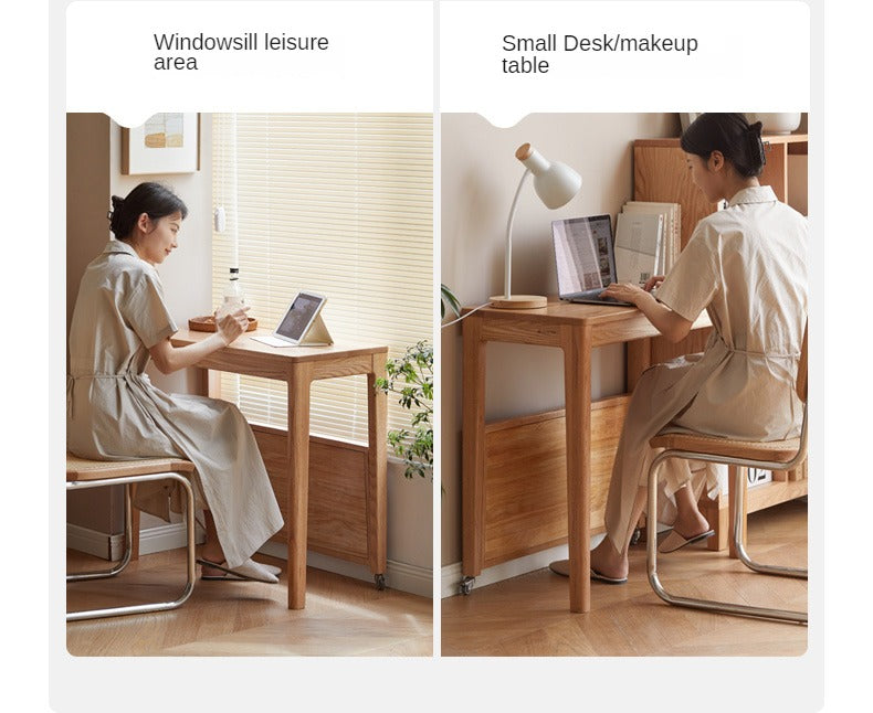 Oak Solid Wood Edge Table, Movable Small Table