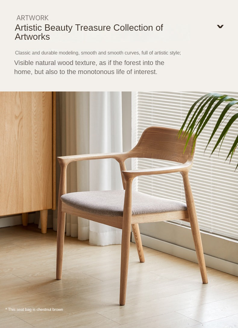 Ash Solid Wood Elegant Armchair