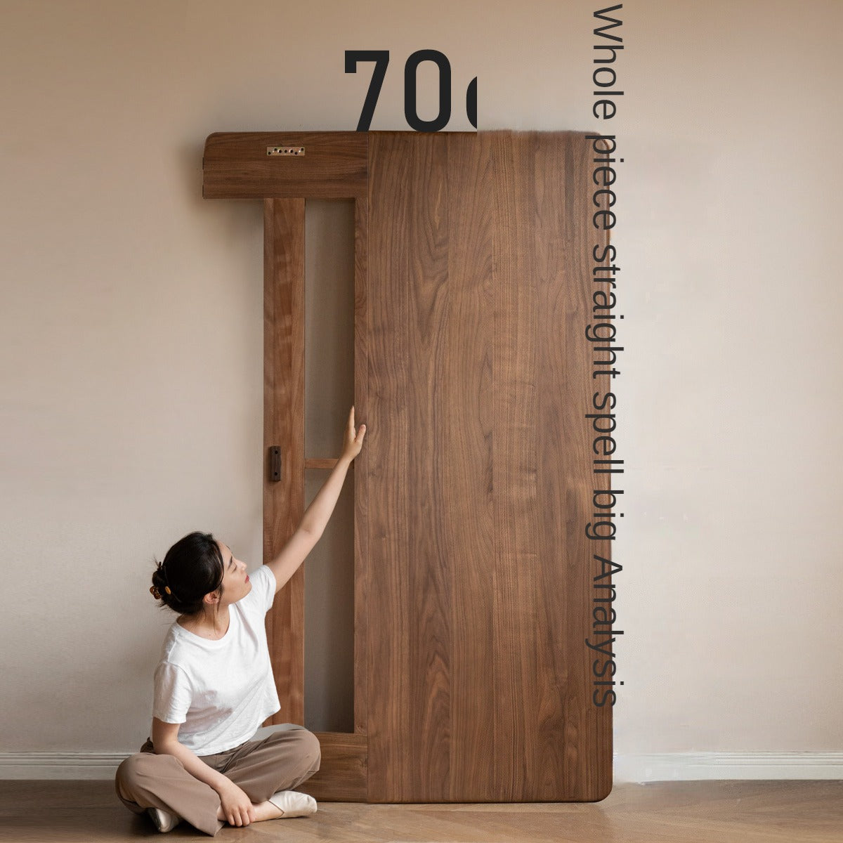 North American Black Walnut, Ash Solid Wood Bed Simple High Head.