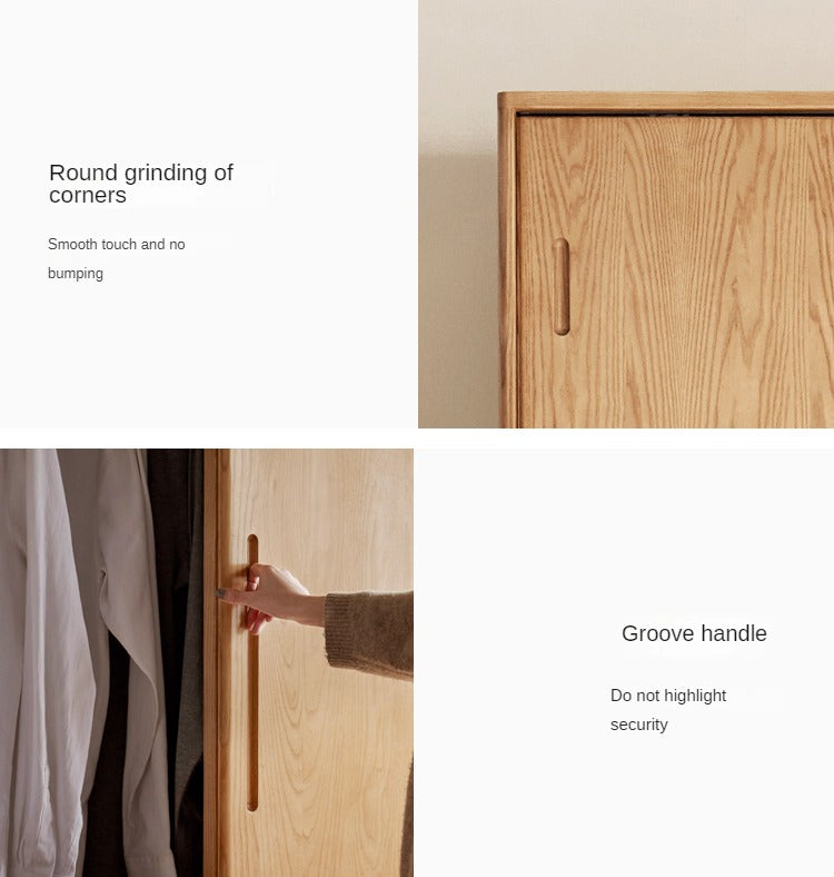 Oak, Ash Solid Wood Wardrobe Sliding Door.