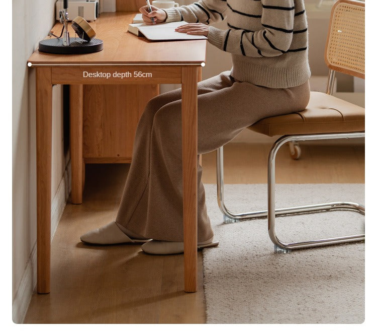 Cherry Solid Wood Desk Medieval Study Computer Desk
