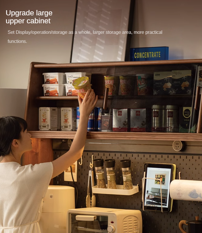 Black Walnut, Sandalwood Solid Wood Light Luxury Rock Plate Sideboard