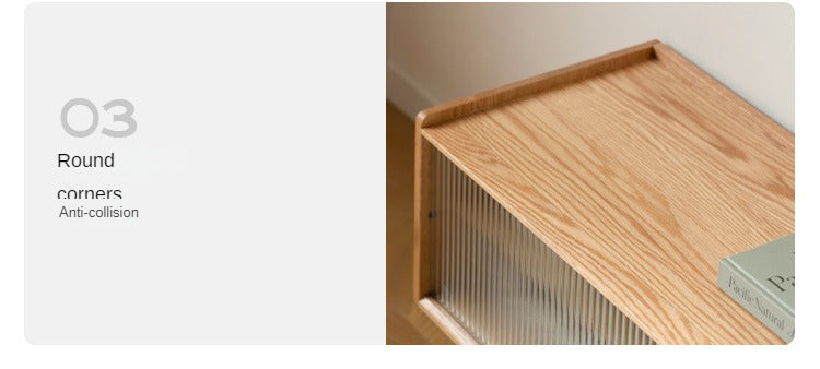 Oak Solid Wood TV Stand Sliding Door.