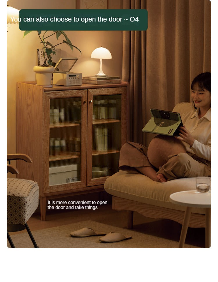 Oak Solid Wood Sideboard Slide Door