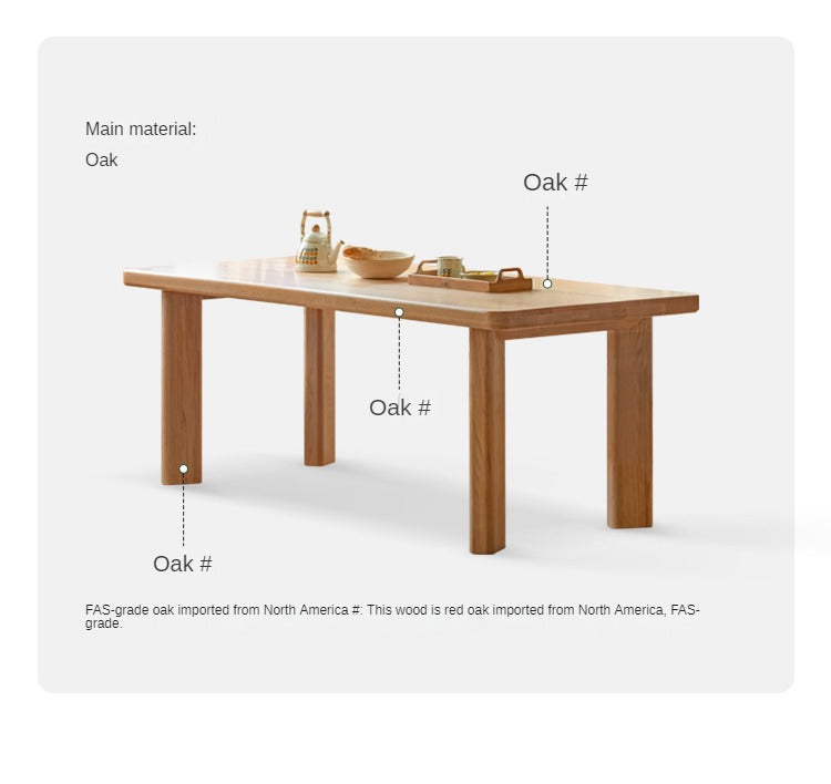 Oak Solid Wood Large Log Style Dining Table