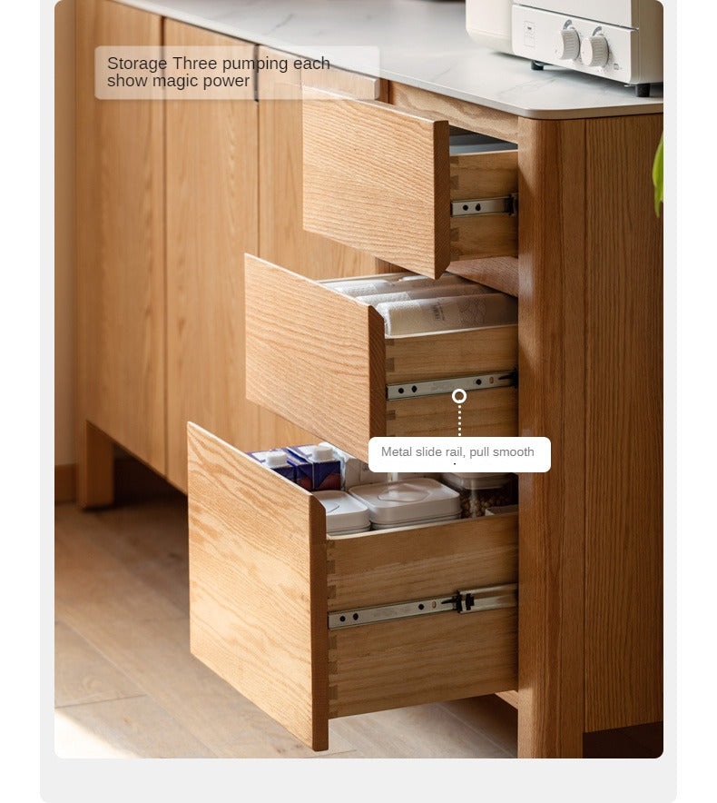 Oak Solid Wood Rock Board Dinner Cabinet