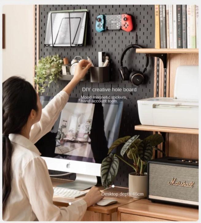 Oak Solid Wood Wall Hanging System, Storage Rack Combination
