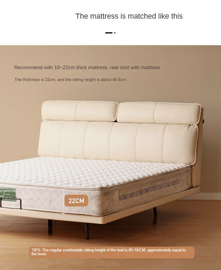 Genuine Leather Bed Milk Suspended Bed Head Layer Cowhide Wedding Bed