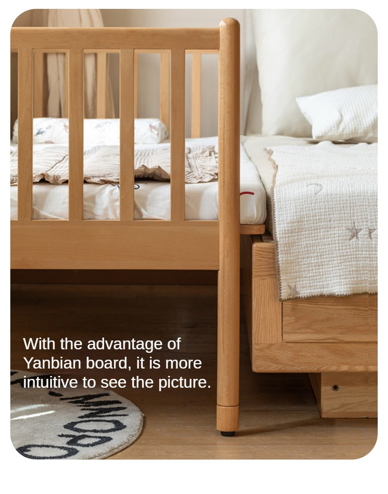 Beech solid wood children's bed with guardrails spliced bed<