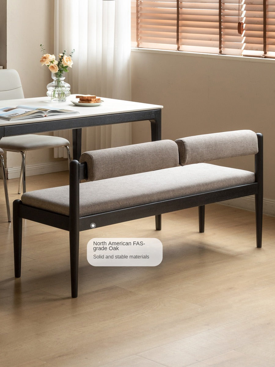 Oak Solid Wood Bench With Backrest