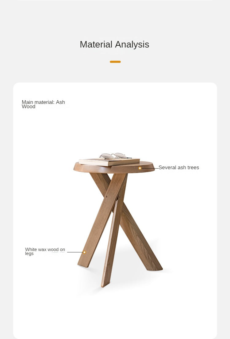 Ash Solid Wood White Wax Wood Side Table